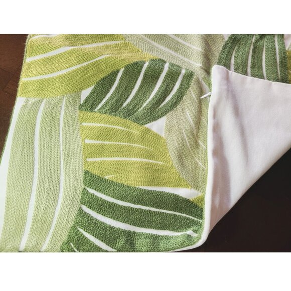 Modern Pillow Cover Embroidered Leaf Decorative Throw Case Spring Summer Decor - Picture 10 of 11
